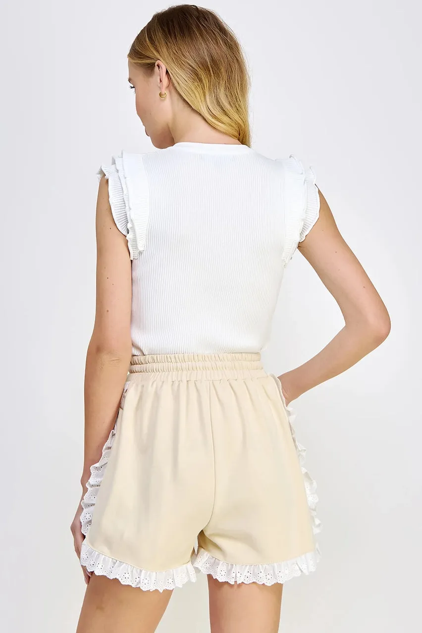 Belle Lace Trim Knit Shorts