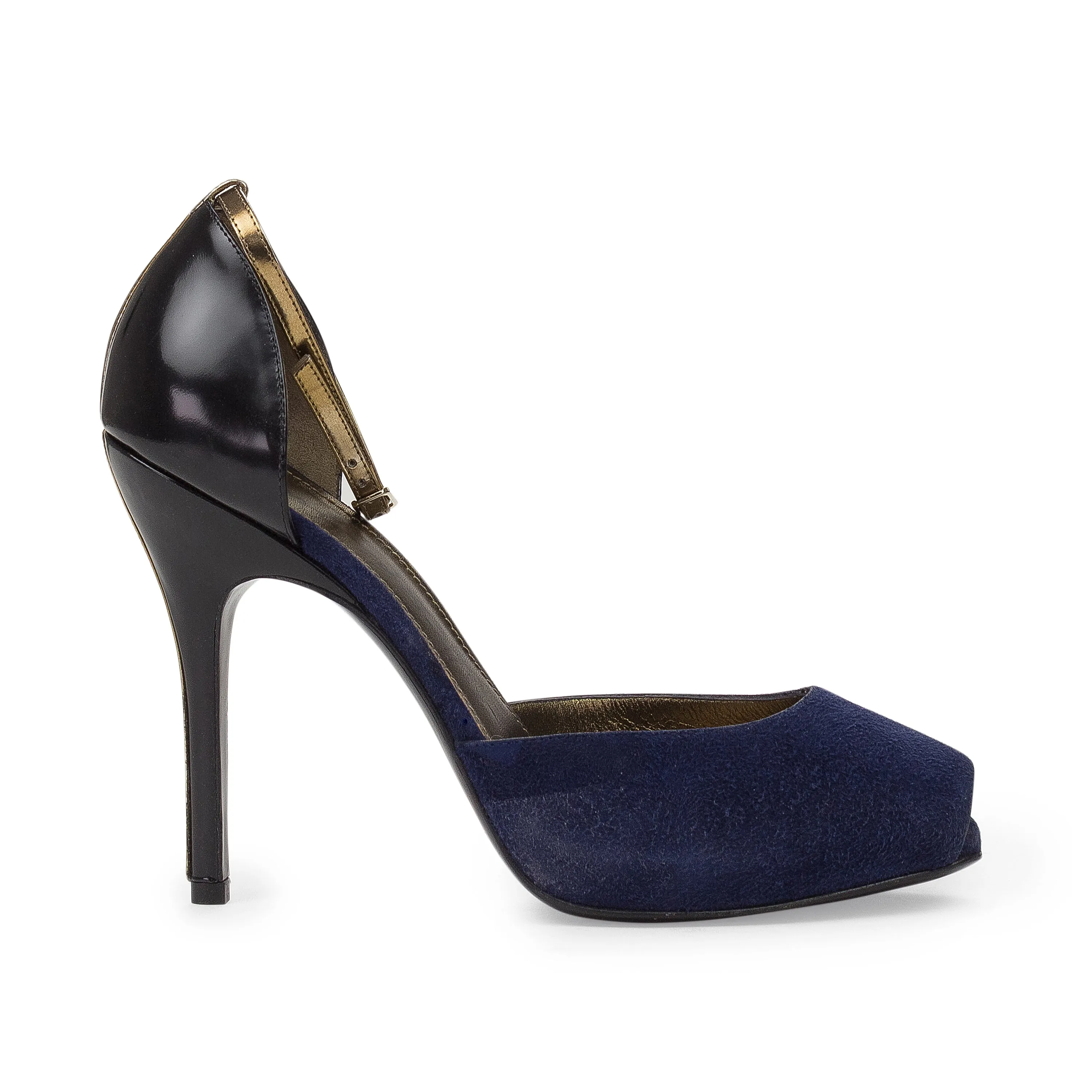 PURPLE PEEP TOE W/ ANKLE STRAP HEELS