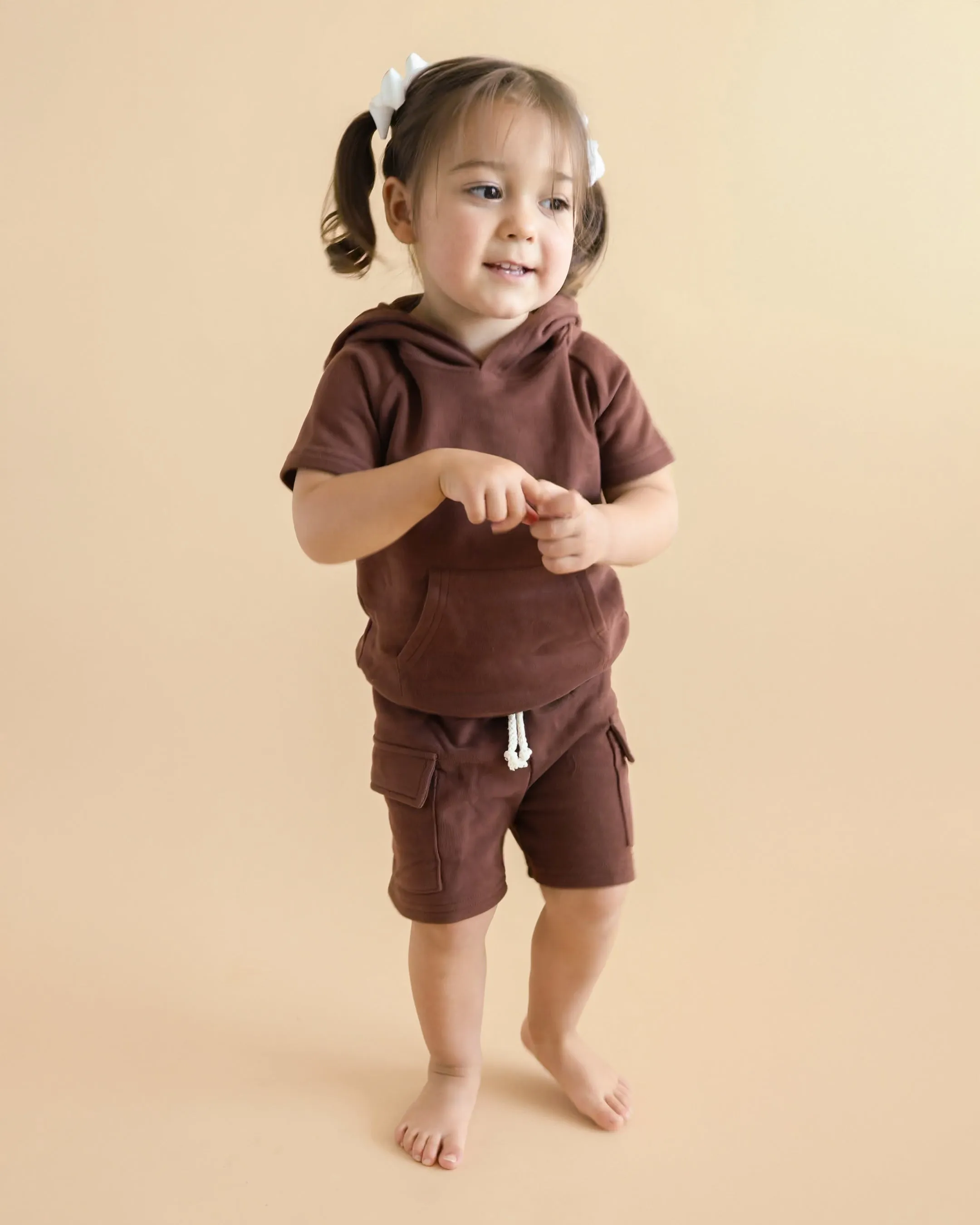 Terry Cargo Shorts Set | Chocolate