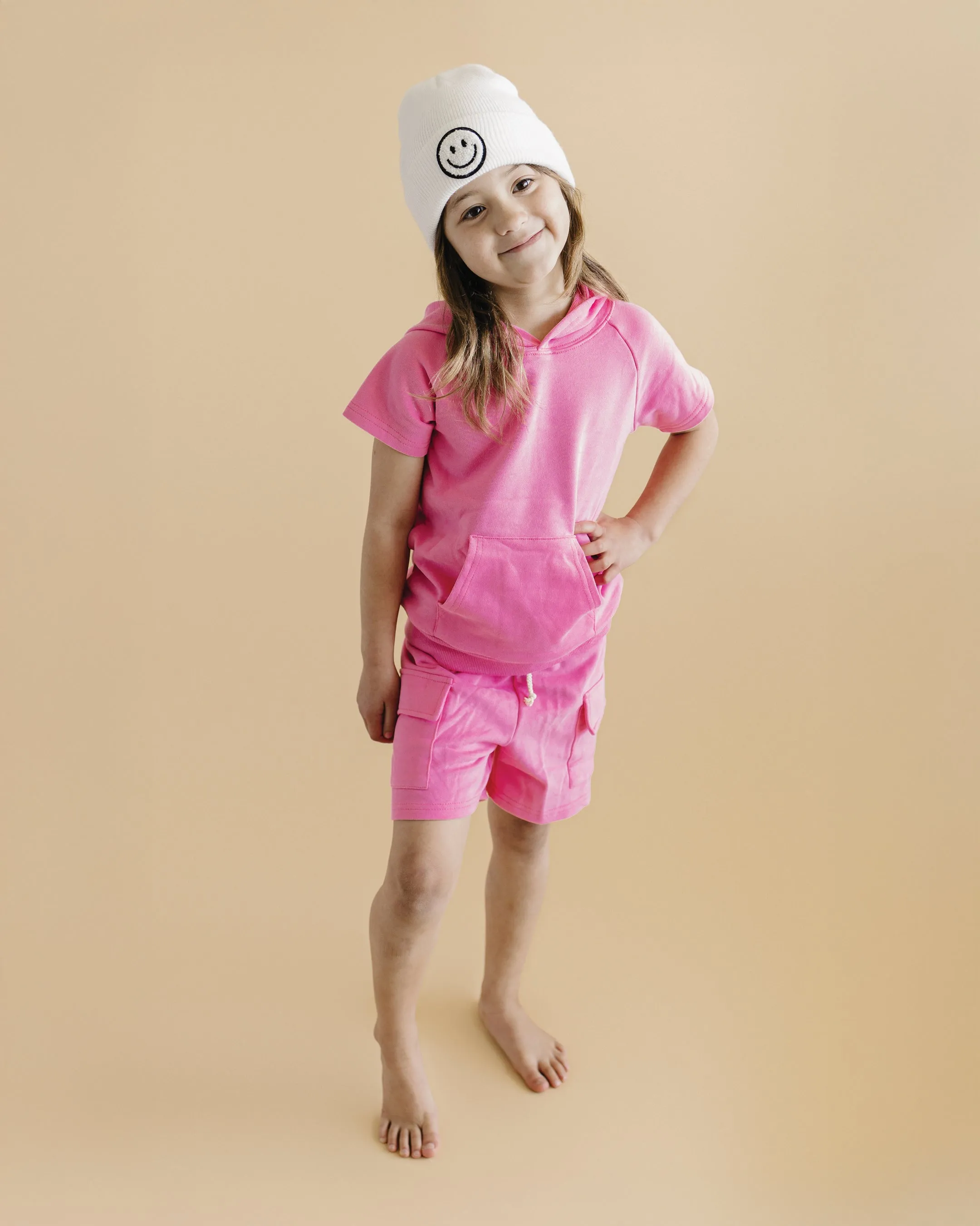 Terry Cargo Shorts Set | Pink