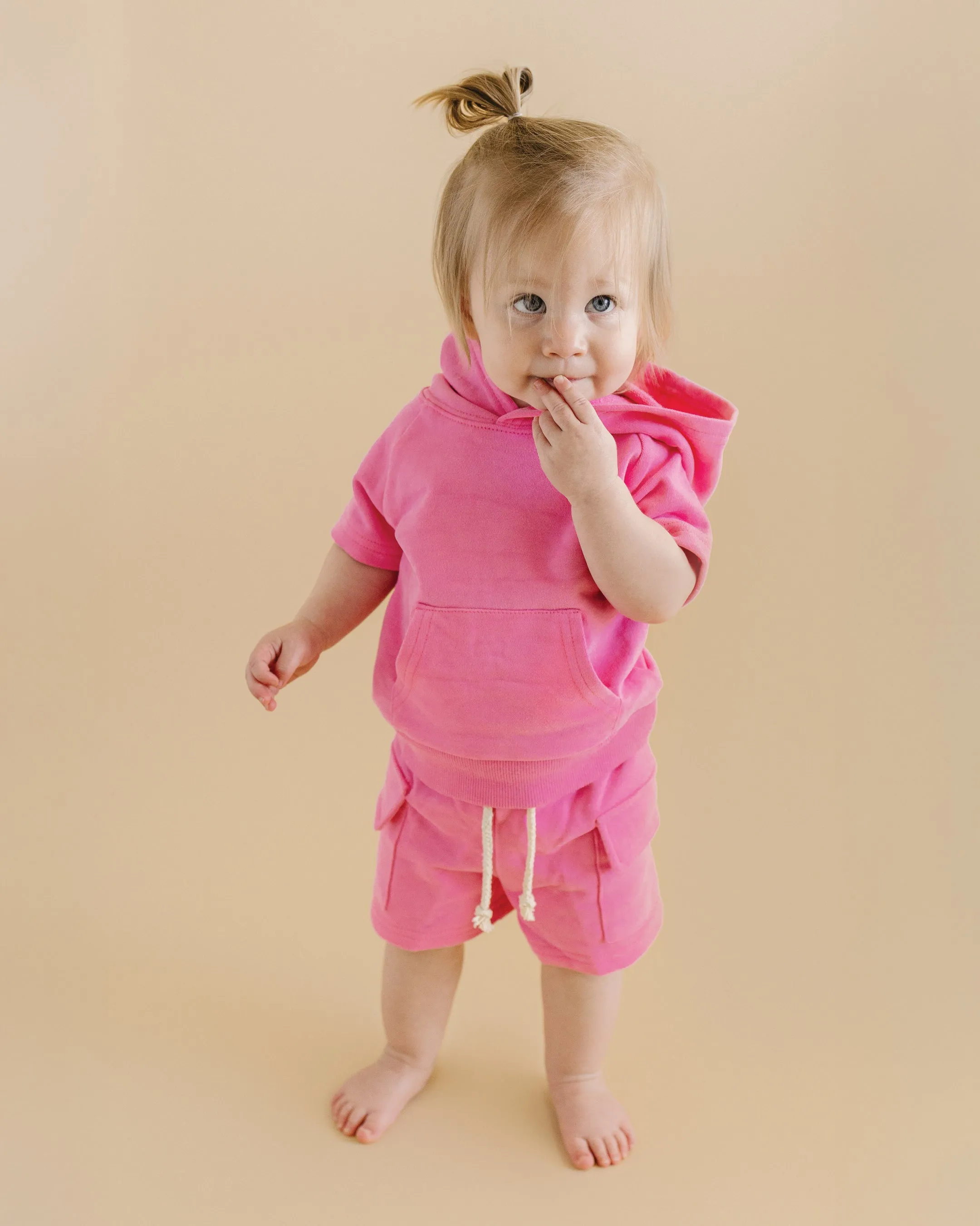 Terry Cargo Shorts Set | Pink