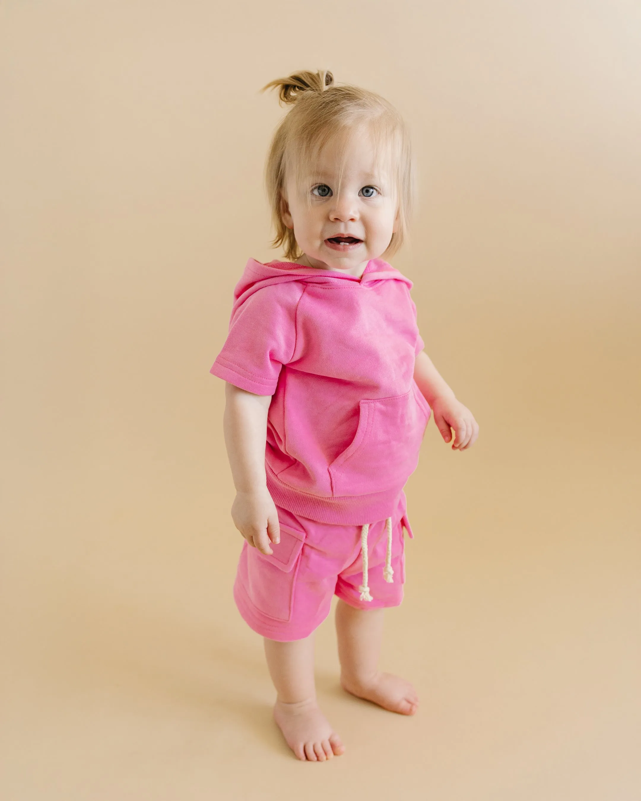 Terry Cargo Shorts Set | Pink