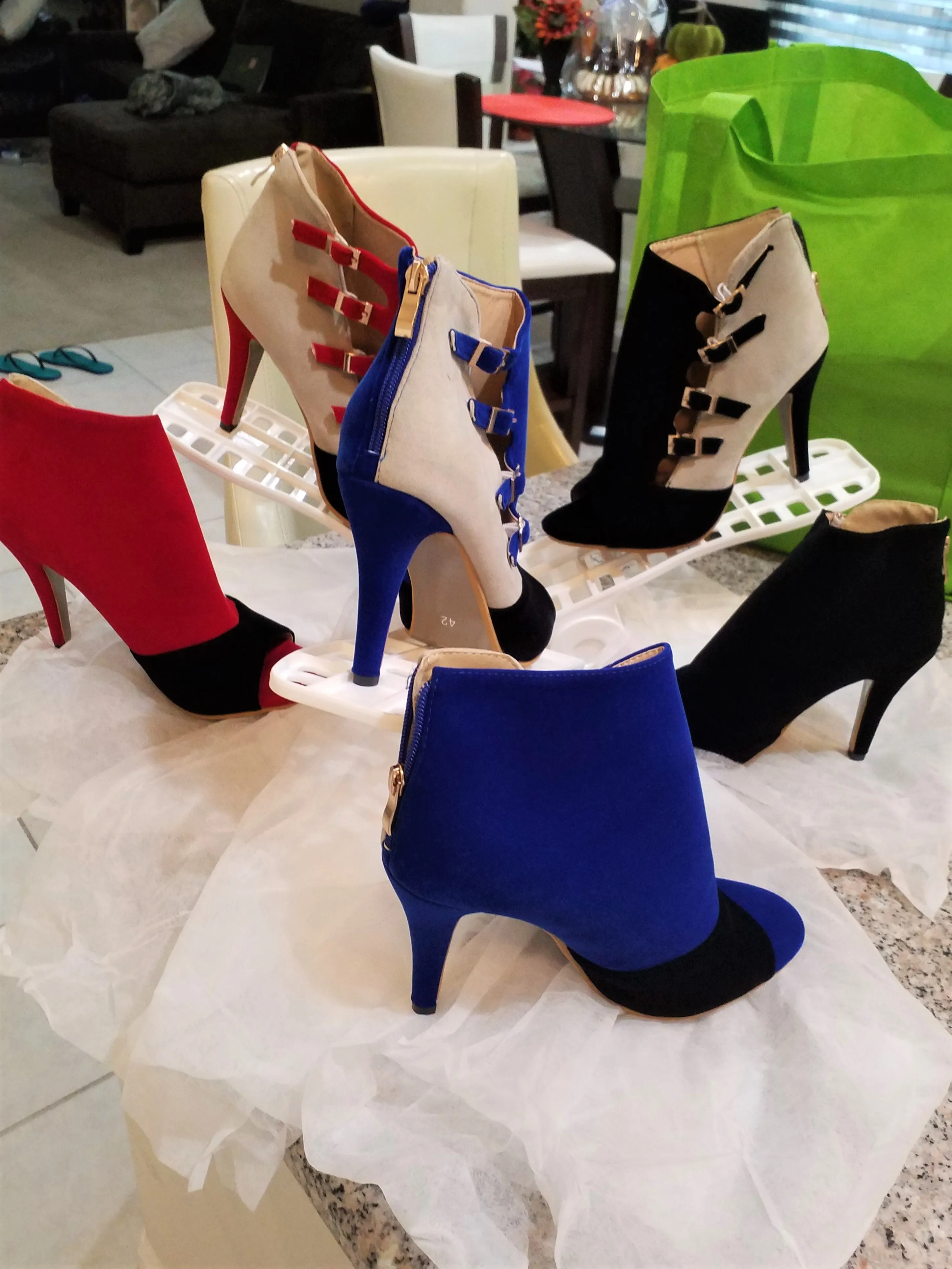 Velvety Open Toe  Heels