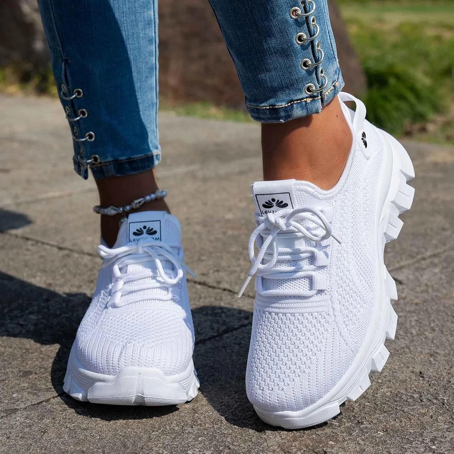 Women's Sneakers Casual Athletic Shoes with Lace Up Design Everyday Comfort and Style Thick Sole Versatile Teal and