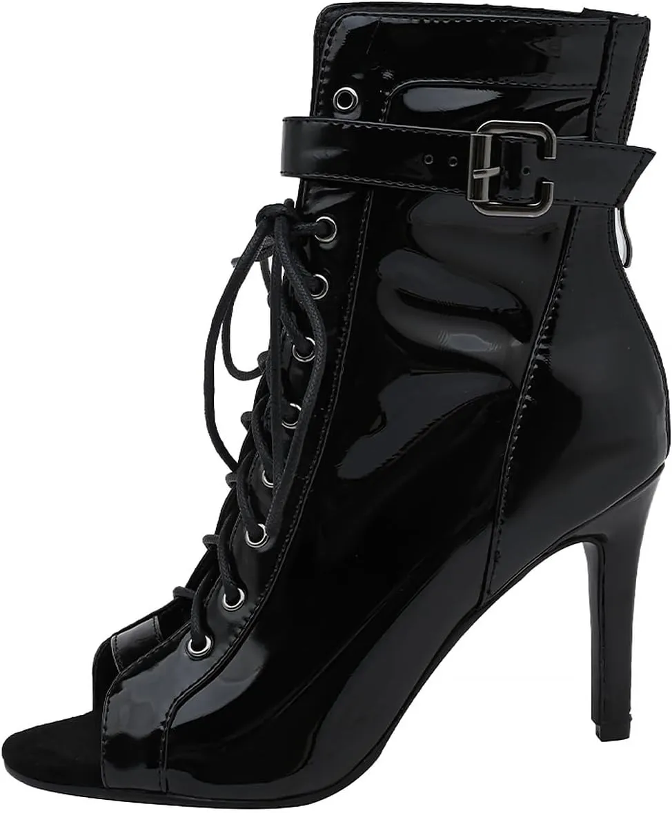 YKXLM Peep Toe Booties Latin Dance Heel for Women Ballroom Dance Shoes,A-5